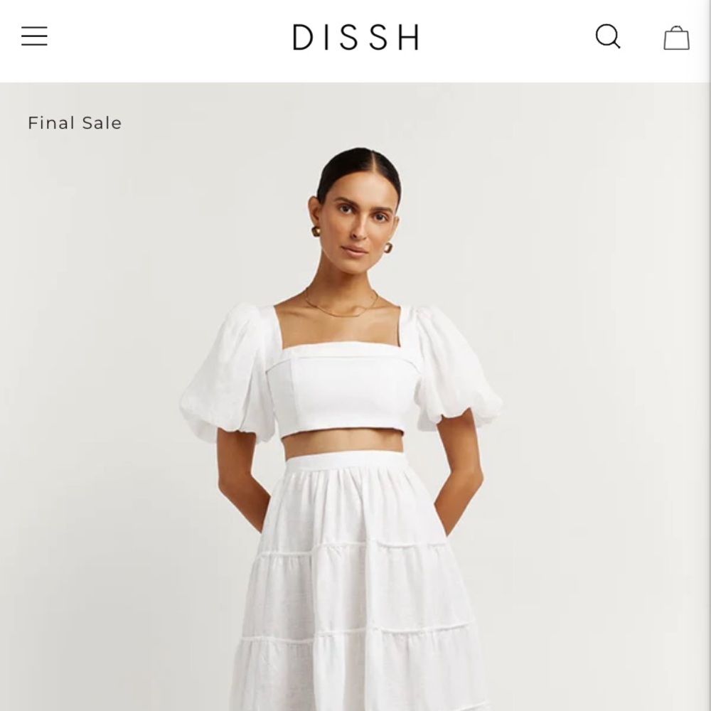 DISSH Aisle sleeved top and aisle tier long skirt, size US 4.